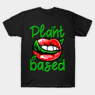 Plant Based I Green Leaf Lips I Vegan print T-Shirt